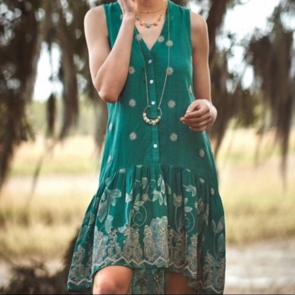 Anthropologie Maeve Green Pippa Swing Dress
